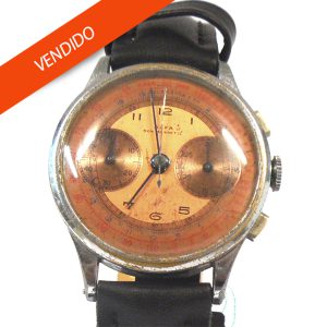 Alfra Chronograph Movimiento De Cuerda, Esfera Naranja Con Doble Contador, Caja De Acero 36Mm.