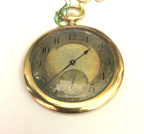 Reloj Bolsillo Cuerda Esfera En Doble Color Caja De Oro Kt Arteocio