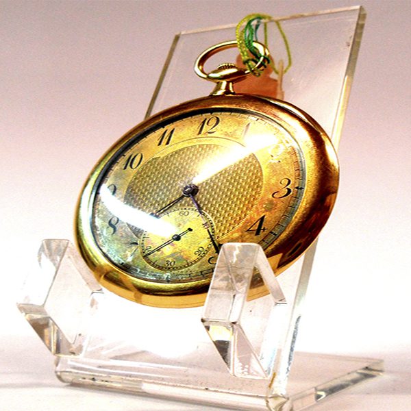 Reloj Bolsillo De Cuerda Esfera En Doble Color Caja De Oro 18 Kt